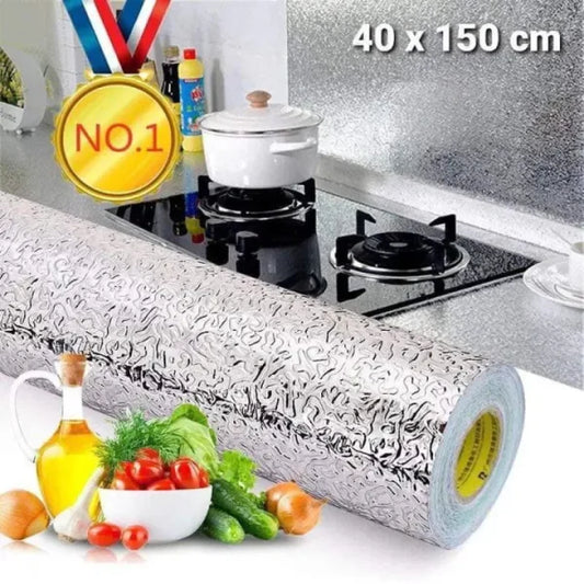 Self-Adhesive, Oil-Proof, Waterproof Kitchen Sticker - Aluminum Foil Sheet for Stove and Cabinets (60*2 mm)