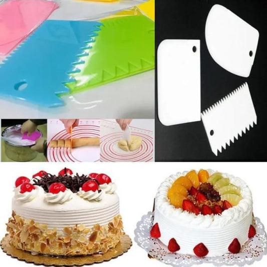 3-Piece Set of Plastic Baking Tools - Spatula, Dough Knife, and Scraper (Random Color)