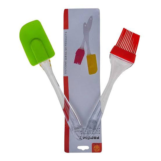 Silicone Brush and Spatula Set for Baking and Mixing - Part of a Pastry Tools Set (Random Color)